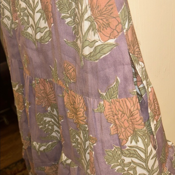 Victoria Dunn Lavender Floral Tiered Ruffle Maxi Dress with Peach Blooms - Picture 7 of 8